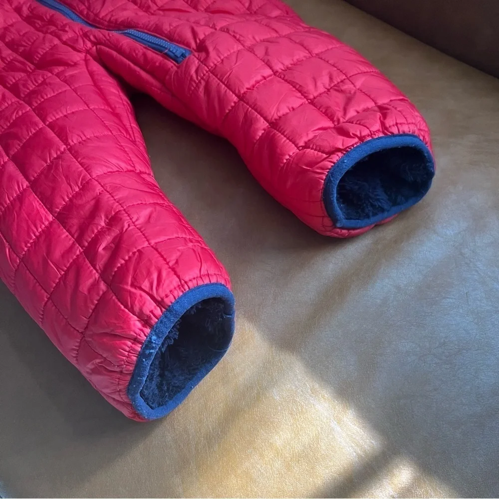 DKNY Baby Unisex Snowsuit 24M Zip Up One Piece Insulated Hooded Red Quilted